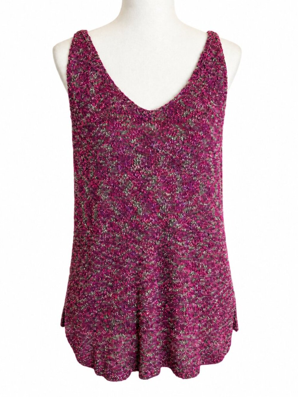 Sigrid Olsen Magenta Metallic Knit Tank Top XL